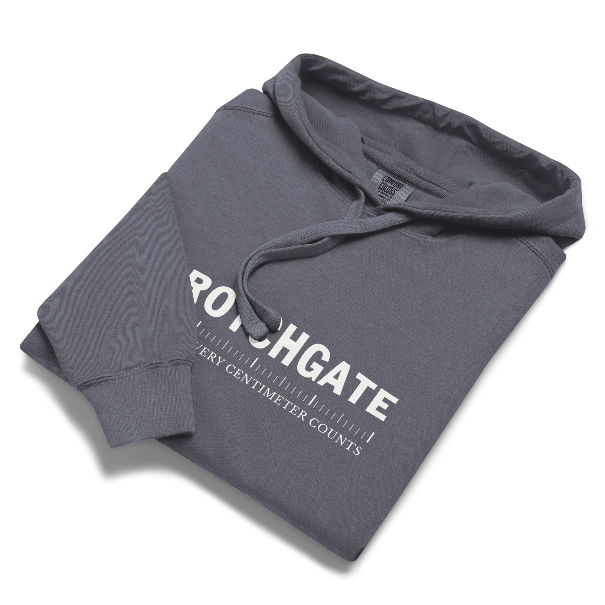 Because Every Centimeter Counts — Premium Comfort Colors Hoodie in Denim Blue