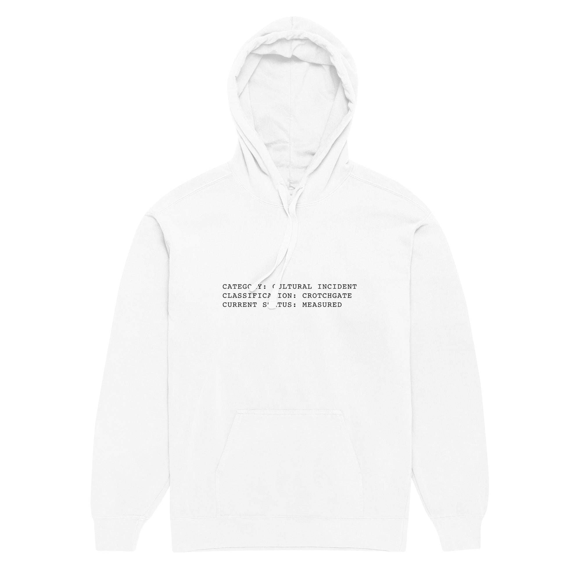 Classification: Crotchgate — Premium Hoodie in White