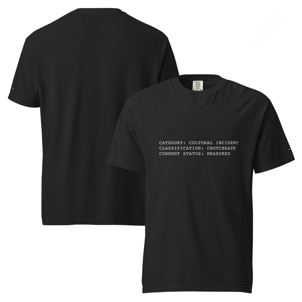 Classification: Crotchgate — Premium Comfort Colors Unisex Tee in Black