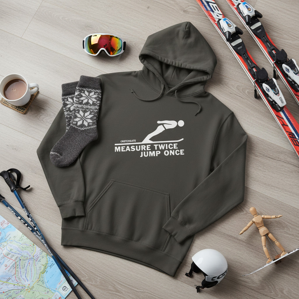 Measure Twice Jump Once —Premium Hoodie in Pepper