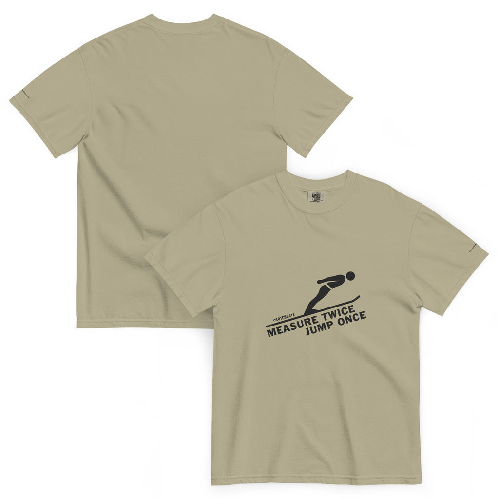 Measure Twice Jump Once — Premium Tee in Khaki