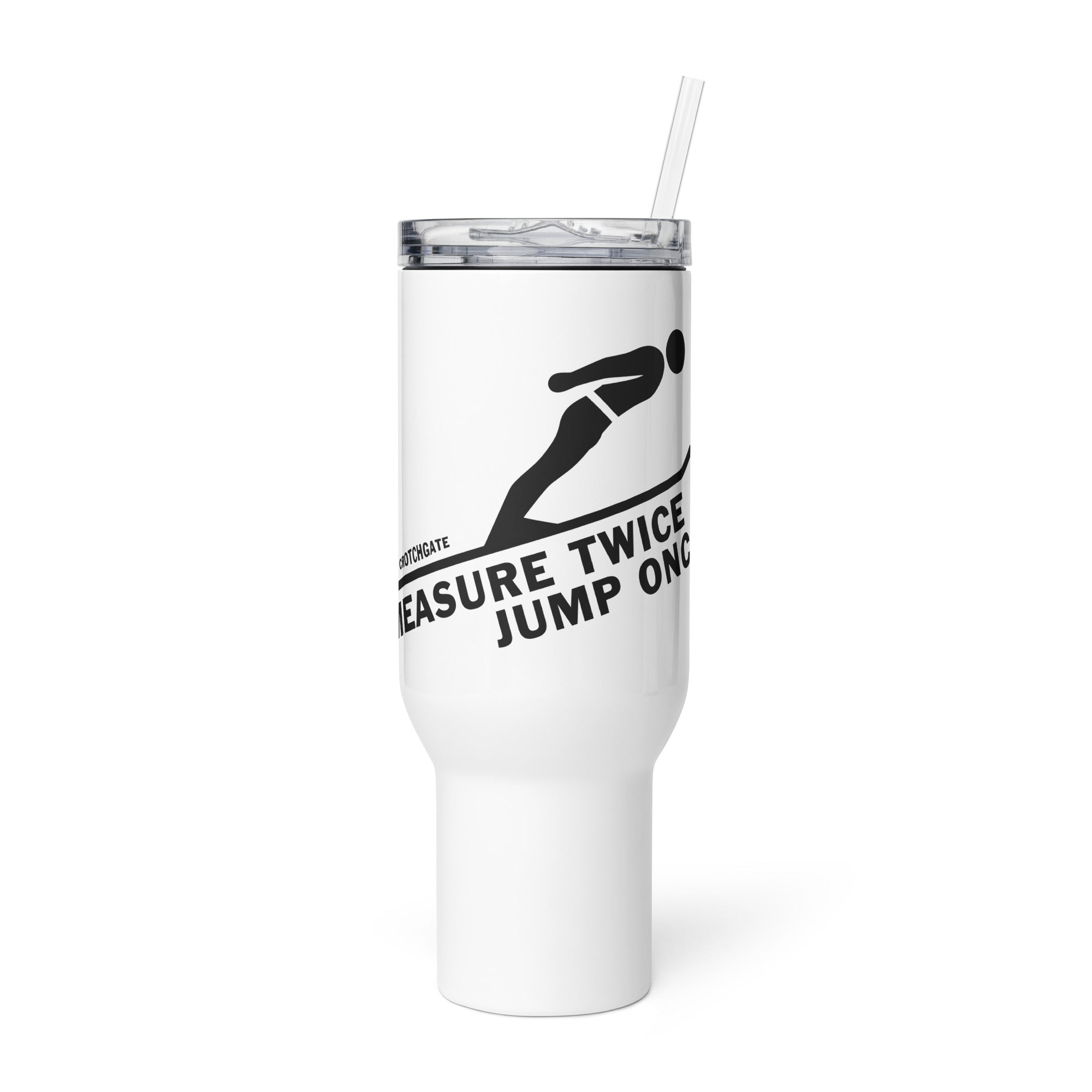 Measure Twice Jump Once — Travel Mug in White