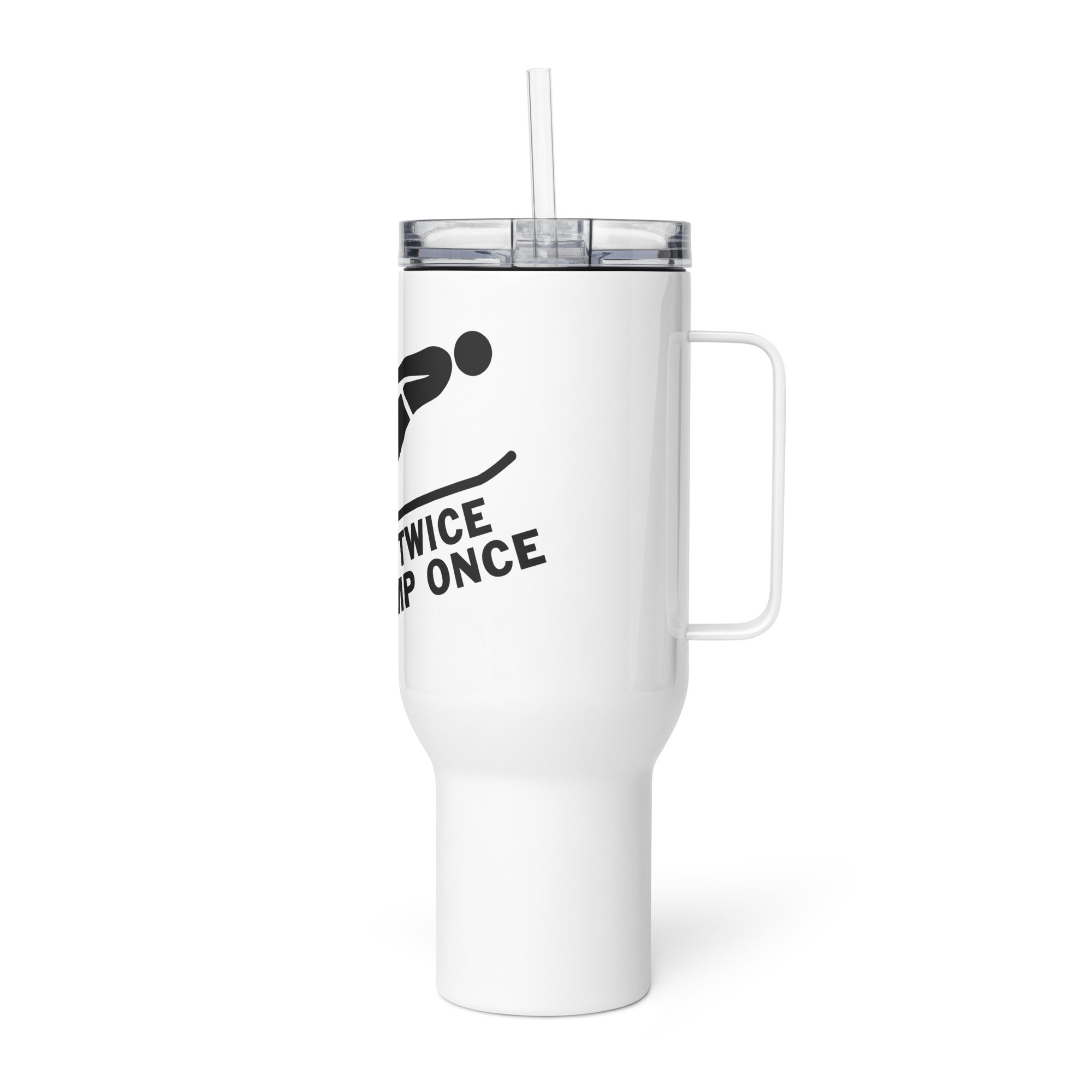 Measure Twice Jump Once — Travel Mug in White